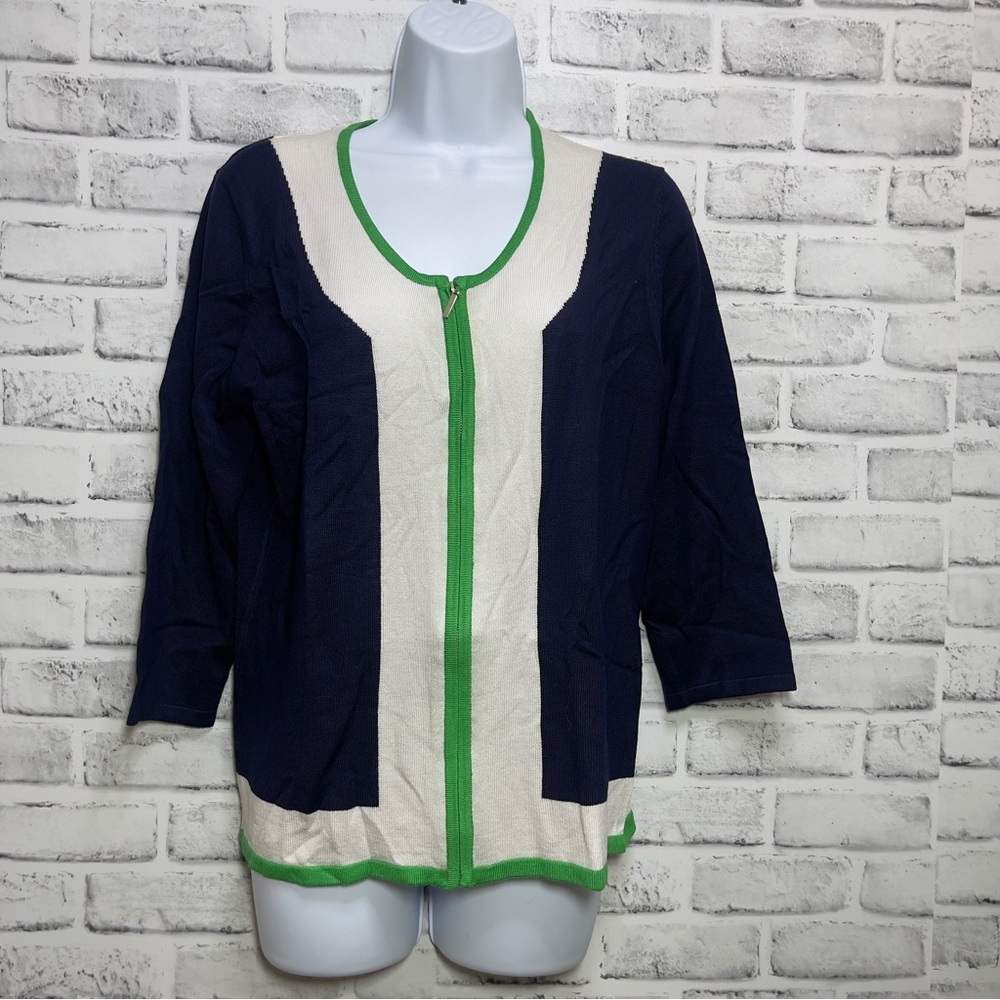 Red Brand Zip Front 3/4 Sleeve Cardigan NWT Large